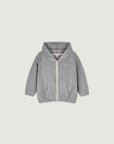 Terry button hooded zip-up