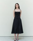 MIA SHIRRING STRAP DRESS.BLACK