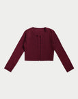 Ribbed golji cardigan.Wine