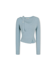 Bucle One Off-Shoulder Wool Sweater.Blue