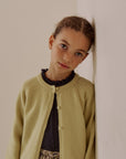 Petite button cardigan. Lime