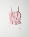 Crinkle Sharring Sleeveless Top.Pink