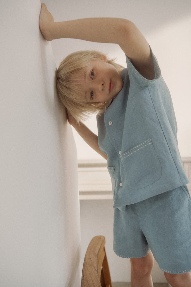 marion linen set.teal blue