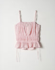 Crinkle Sharring Sleeveless Top.Pink