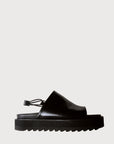 Leather platform sandals.black