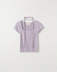 Nua Muffler Half Knit Shirt.Lavender