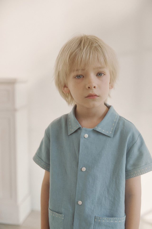 marion linen set.teal blue