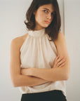 LIA HALTERNECK TOP.PALE ROSE