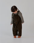 Golden string shirring suit.Brown