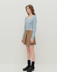 Bucle One Off-Shoulder Wool Sweater.Blue