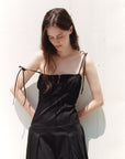 MIA SHIRRING STRAP DRESS.BLACK
