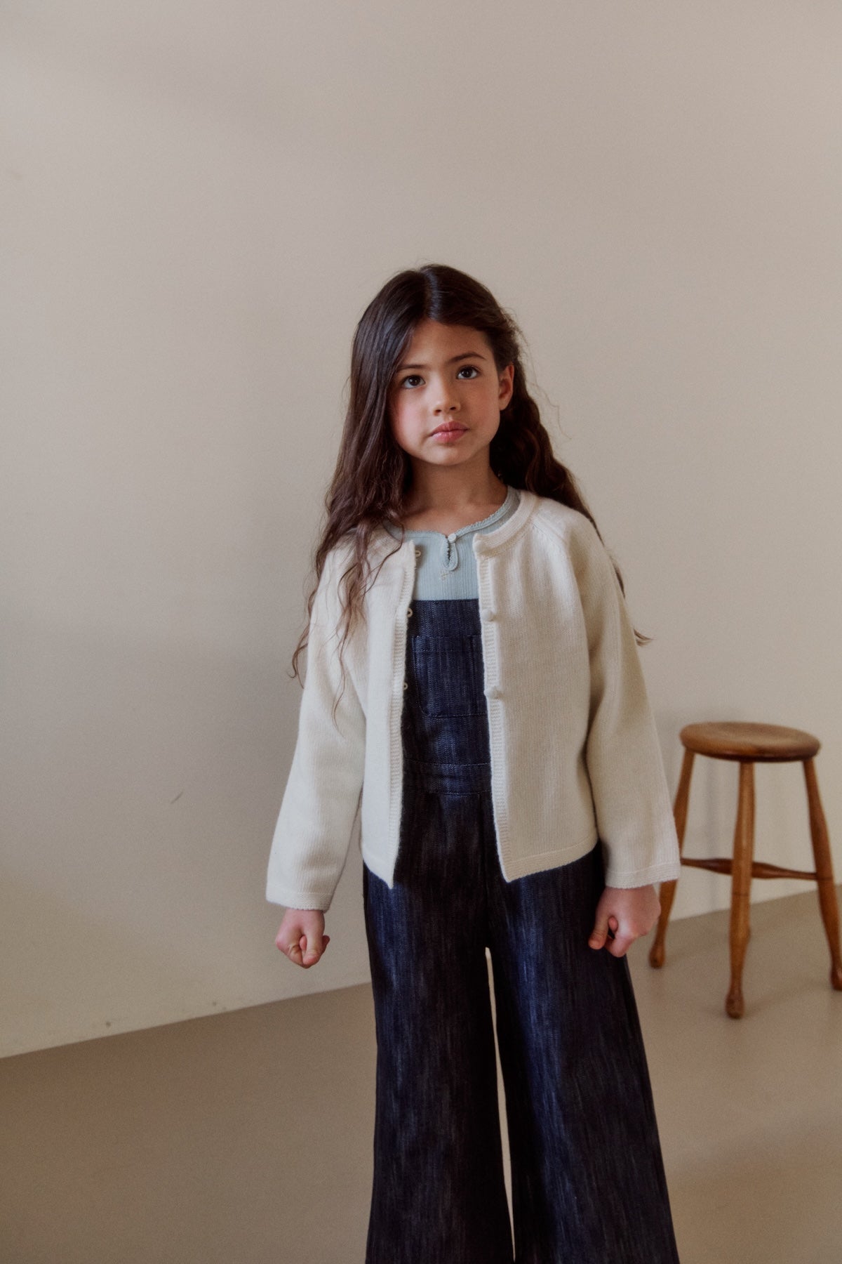 Petite button cardigan. Ivory