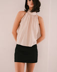 LIA HALTERNECK TOP.PALE ROSE