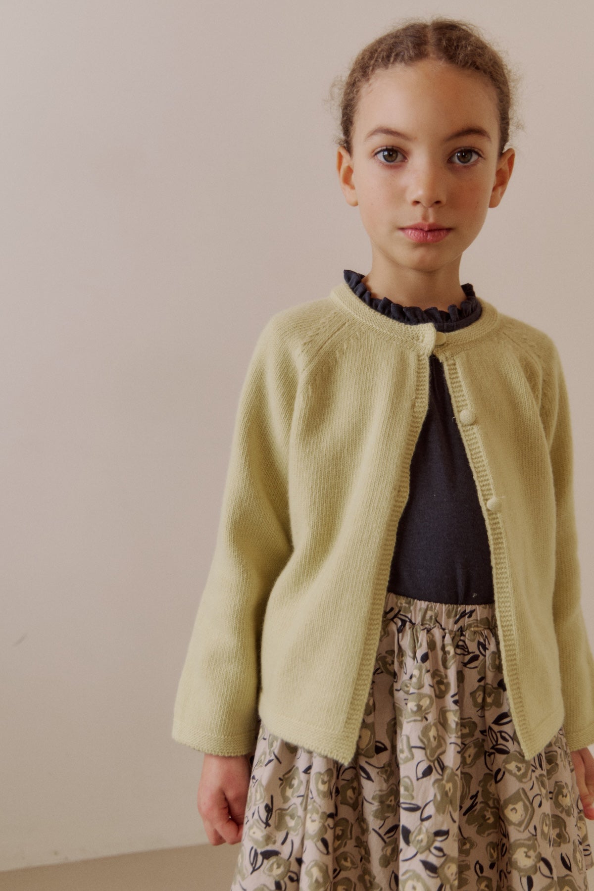 Petite button cardigan. Lime