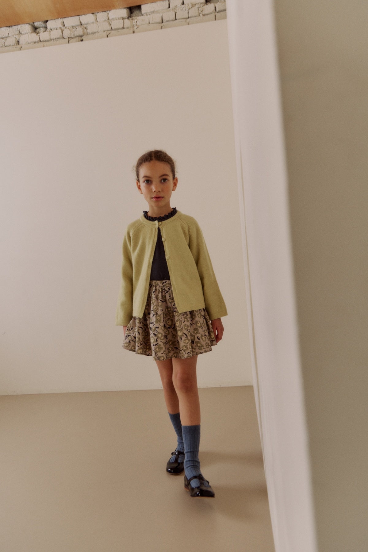 Petite button cardigan. Lime