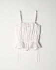 Crinkle Sharring Sleeveless Top.White