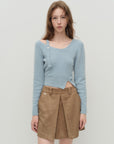 Bucle One Off-Shoulder Wool Sweater.Blue
