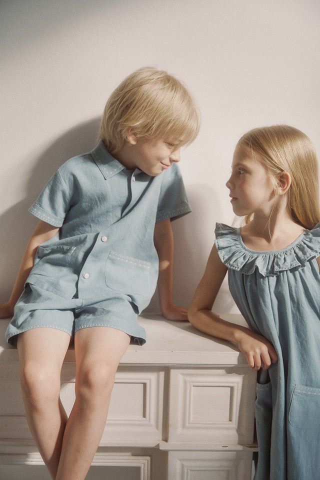 marion linen set.teal blue