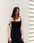 MIA SHIRRING STRAP DRESS.BLACK