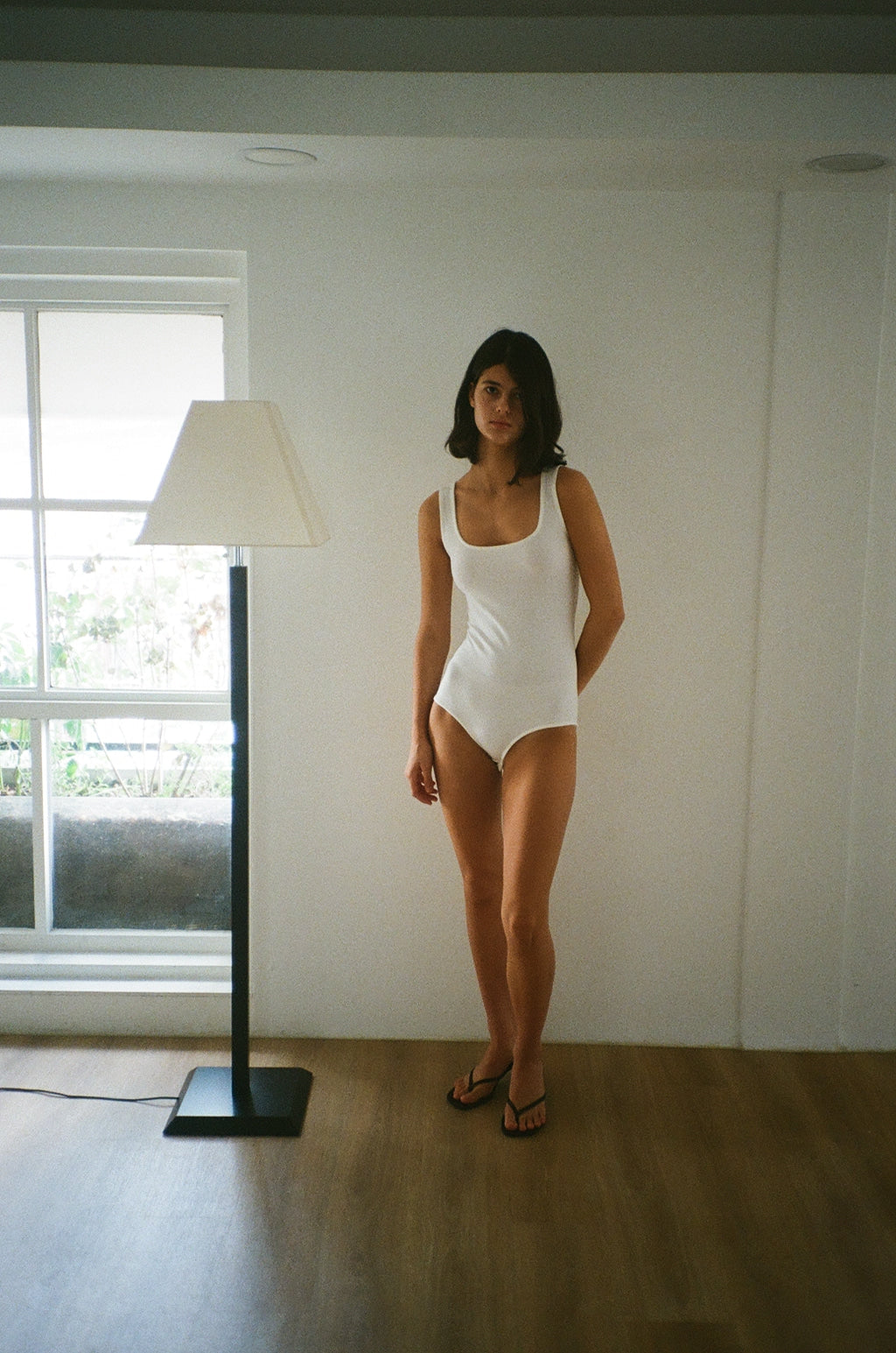 SOFT SQUARE BODY SUIT.WHITE