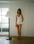 SOFT SQUARE BODY SUIT.WHITE