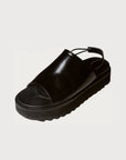 Leather platform sandals.black