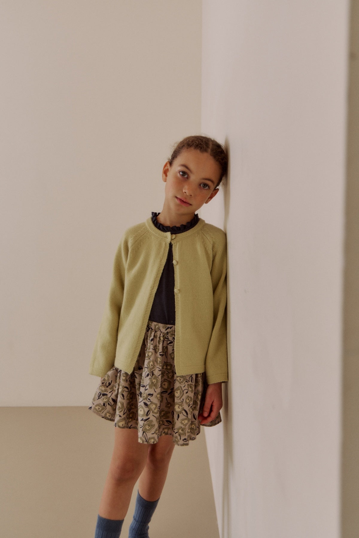 Petite button cardigan. Lime