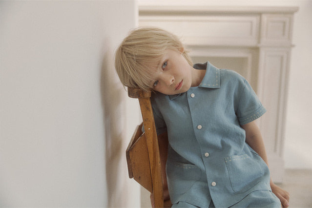 marion linen set.teal blue