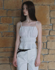 Crinkle Sharring Sleeveless Top.White