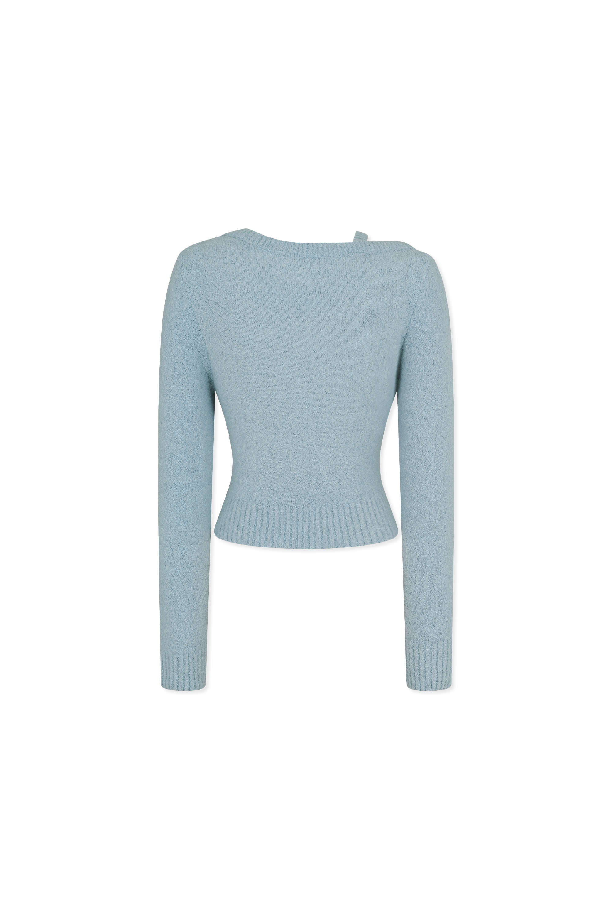 Bucle One Off-Shoulder Wool Sweater.Blue