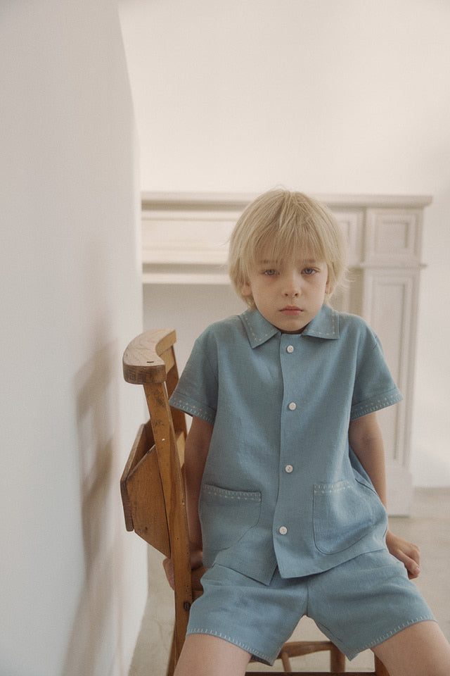 marion linen set.teal blue