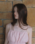 Crinkle Sharring Sleeveless Top.Pink