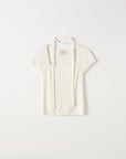 Nua Muffler Half Knit Shirt.Cream