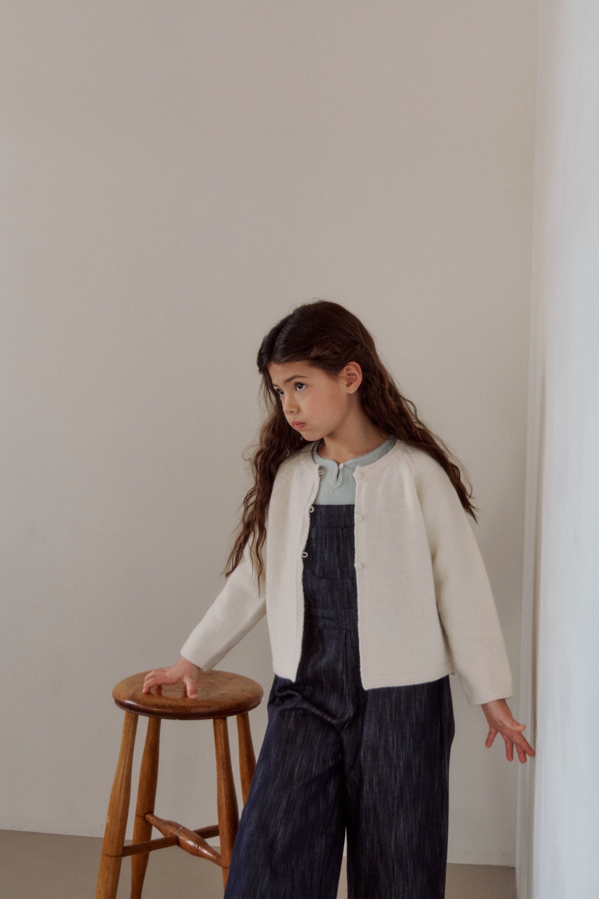 Petite button cardigan. Ivory