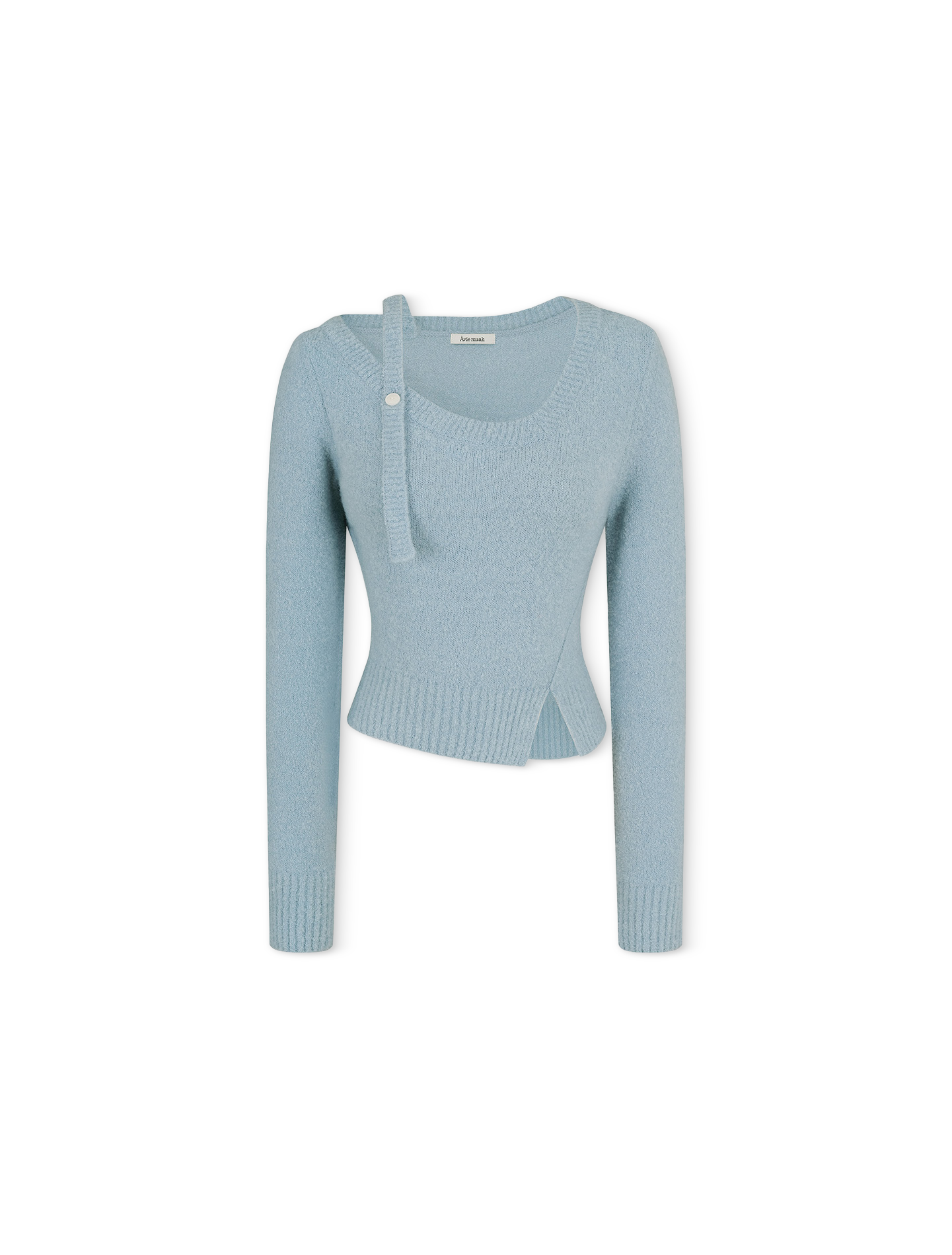 Bucle One Off-Shoulder Wool Sweater.Blue