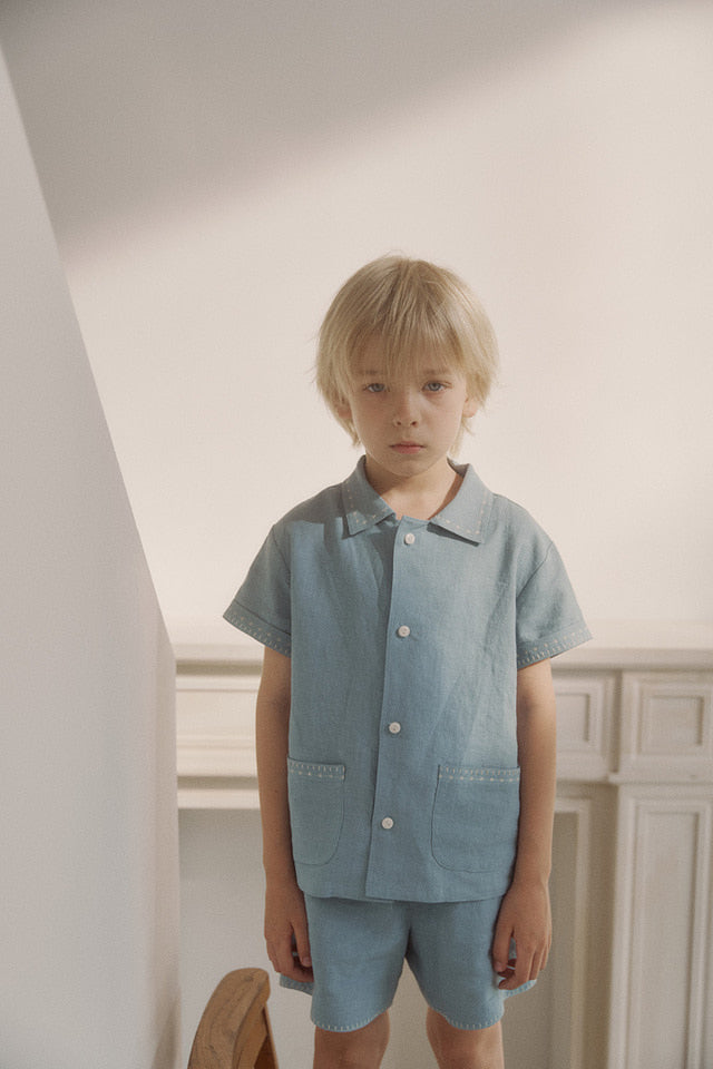 marion linen set.teal blue