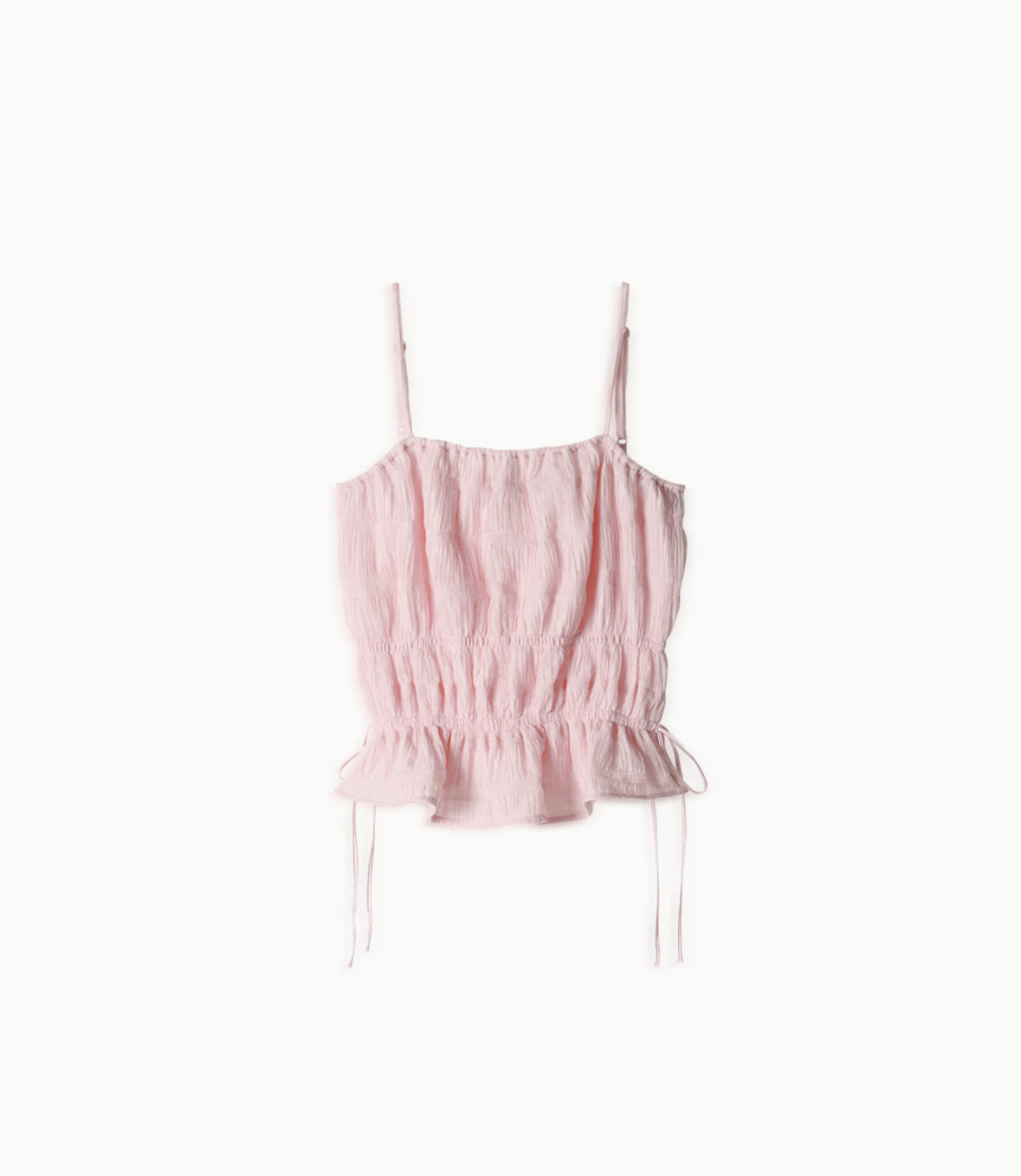 Crinkle Sharring Sleeveless Top.Pink