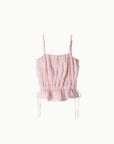 Crinkle Sharring Sleeveless Top.Pink