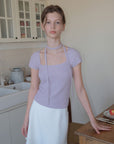 Nua Muffler Half Knit Shirt.Lavender