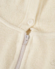 Terry button hooded zip-up