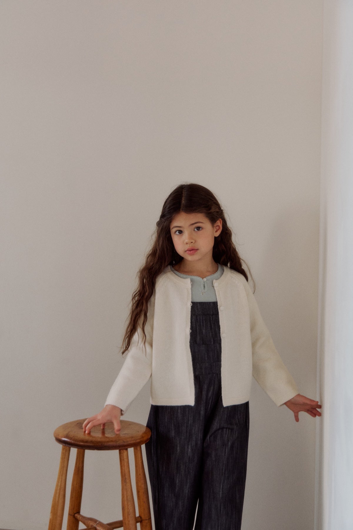 Petite button cardigan. Ivory