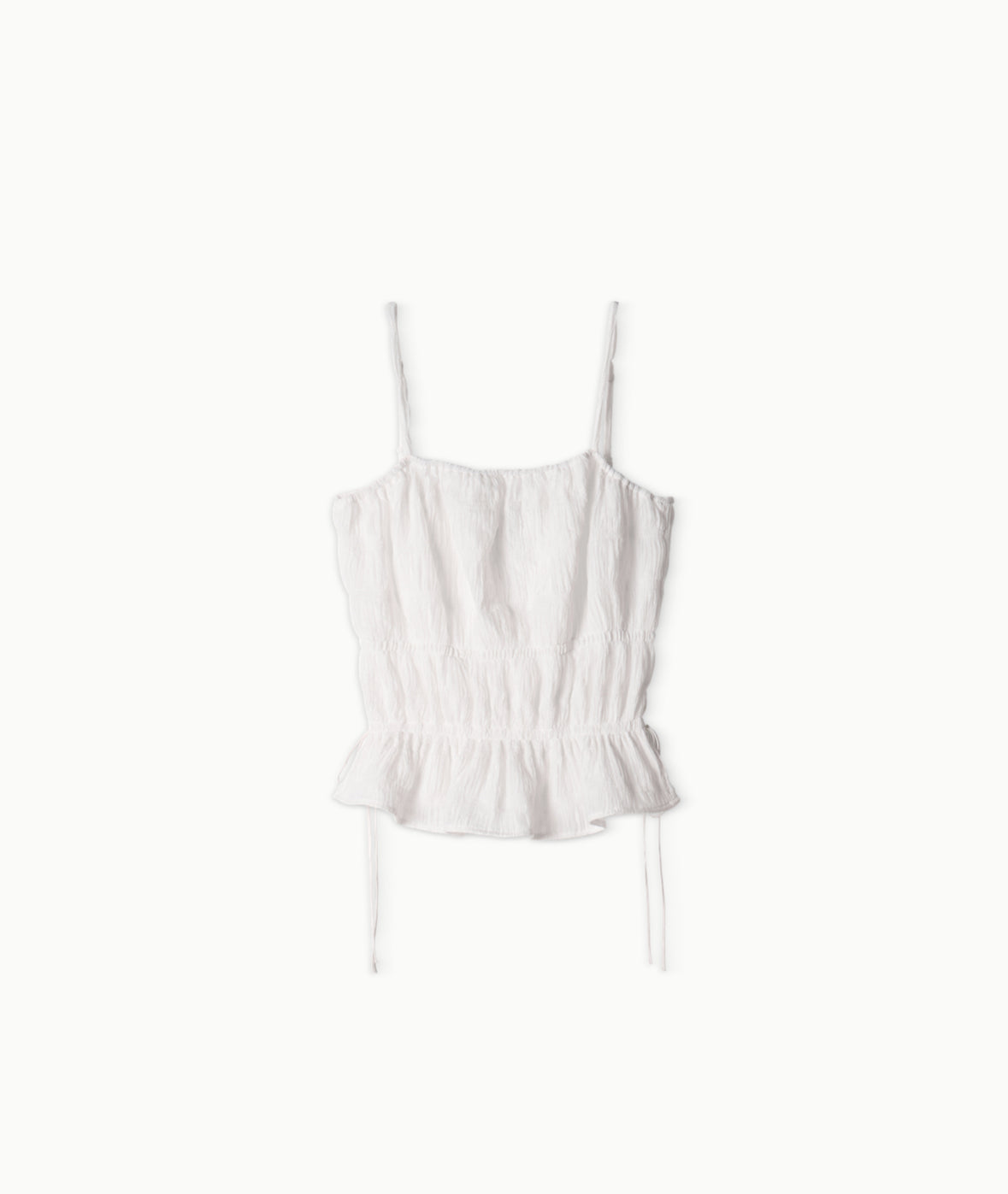Crinkle Sharring Sleeveless Top.White